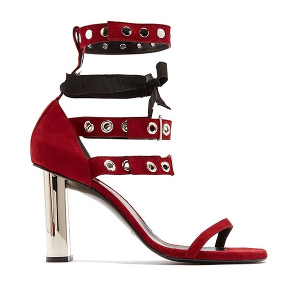 Self-Portrait x Robert Clergerie Leyla Suede Sandals in Red - Picture 1 of 11